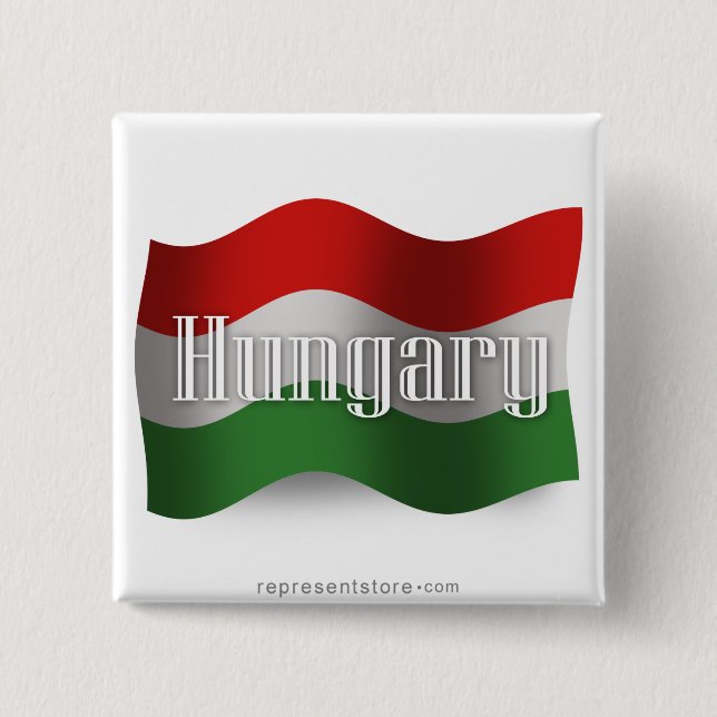 Hungary Waving Flag 15 Cm Square Badge (Front)