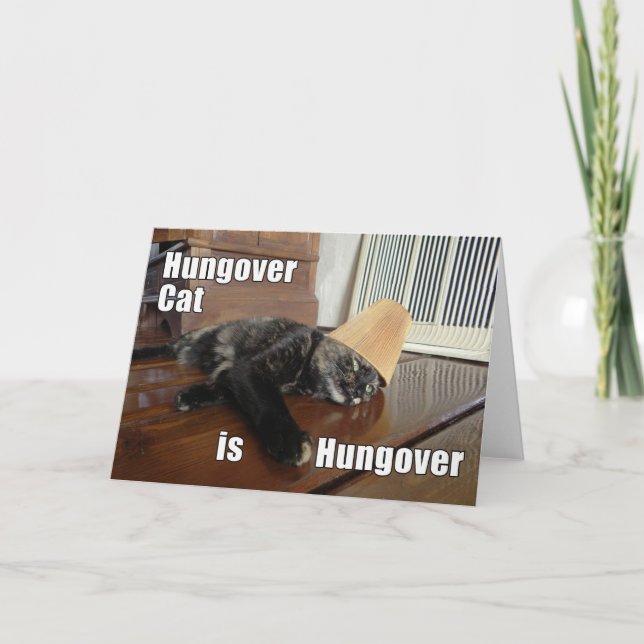 Hungover Tortoiseshell Cat Greeting Card (Front)