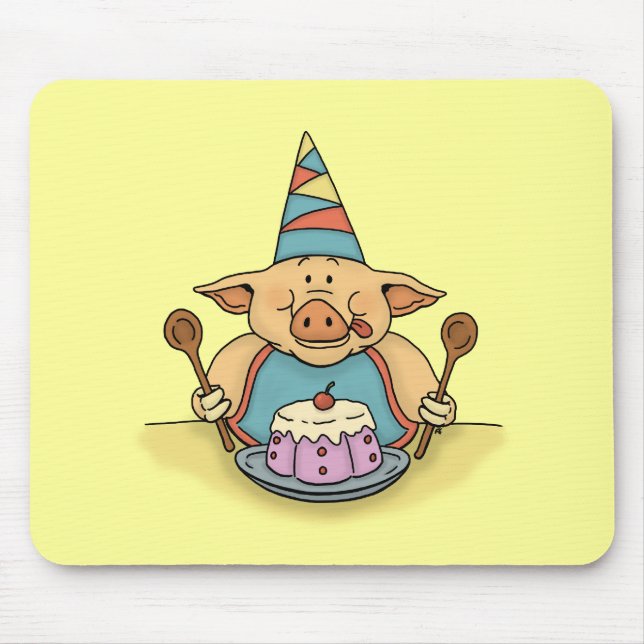 hungry birthday pig funny mousepad (Front)