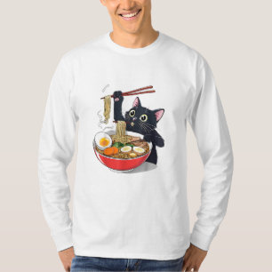 "Hungry Black Cat with Ramen" T-Shirt