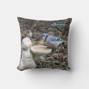 Hungry Blue Jay Your Name Cushion