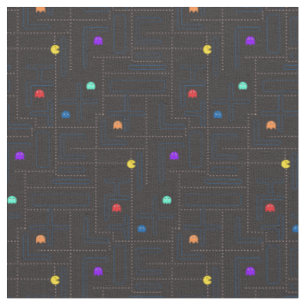 hungry cartoon monsters arcade 80s game fabric