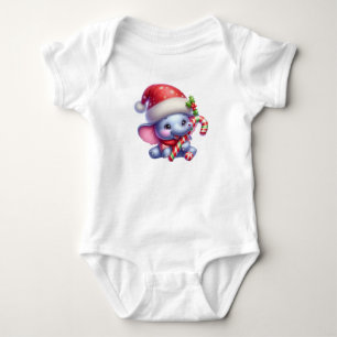 Hungry Christmas Elephant Baby Bodysuit