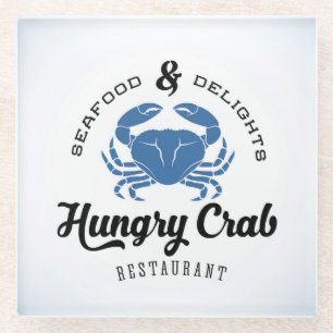 Hungry Crab Restaurant Poster Glass Coaster