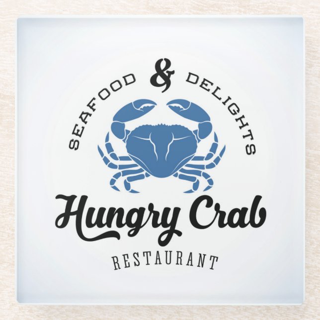 Hungry Crab Restaurant Poster Glass Coaster (Front)