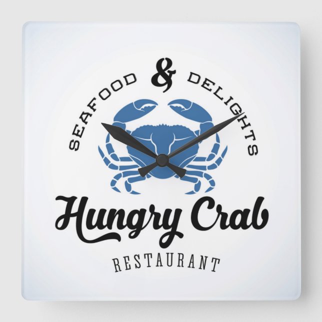 Hungry Crab Restaurant Poster Square Wall Clock (Front)