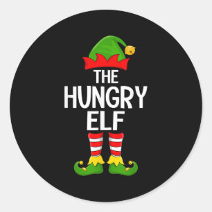 Hungry Elf Xmas Matching Family Elf Squad Christma Classic Round Sticker