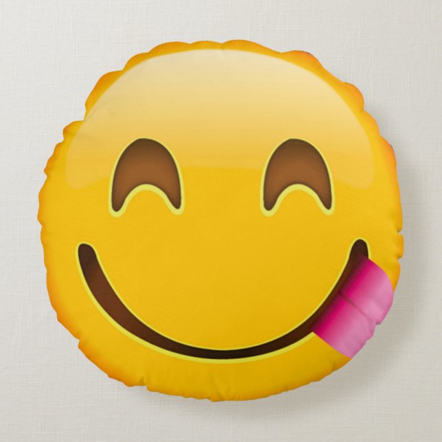 Hungry Emoji Round Cushion (Front)