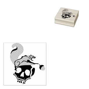 Hungry Flying Grey Death Squirrel Rubber Stamp