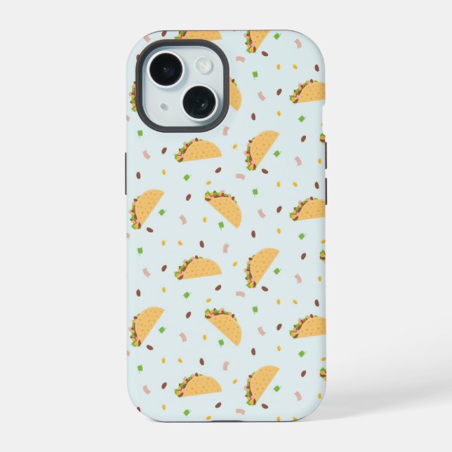 Hungry For Tacos Pattern iPhone 15 Case (Back)