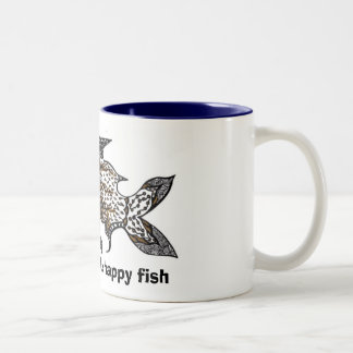 hungry for the happy fish Two-Tone coffee mug