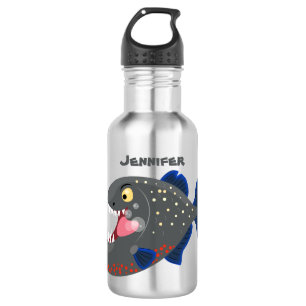 Hungry funny piranha cartoon illustration 532 ml water bottle