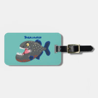 Hungry funny piranha cartoon illustration