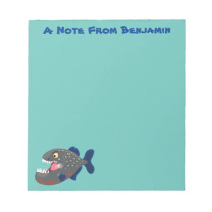 Hungry funny piranha cartoon illustration notepad