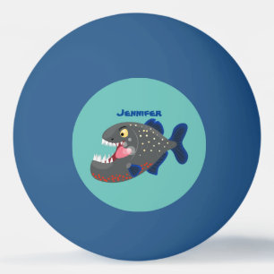 Hungry funny piranha cartoon illustration ping pong ball