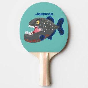 Hungry funny piranha cartoon illustration ping pong paddle