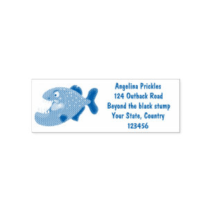 Hungry funny piranha cartoon illustration self-inking stamp