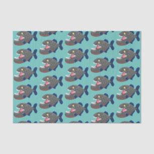 Hungry funny piranha cartoon illustration tissue paper