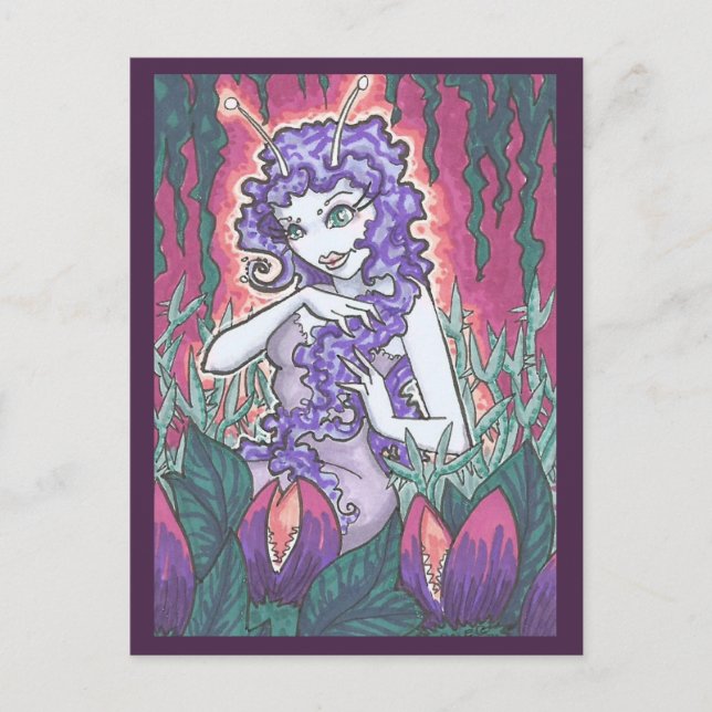 Hungry Garden Carnivorous Plant Fairy Art Print Postcard (Front)