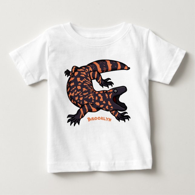 Hungry gila monster lizard cartoon illustration baby T-Shirt (Front)