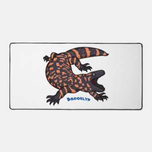 Hungry gila monster lizard cartoon illustration desk mat