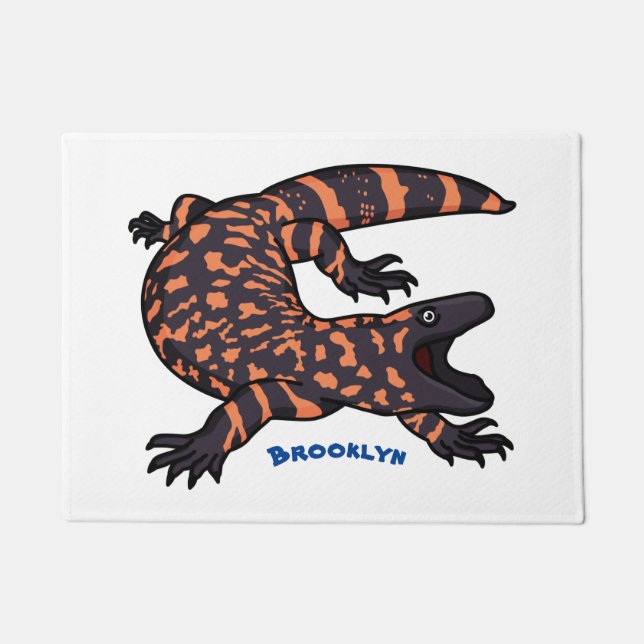 Hungry gila monster lizard cartoon illustration  doormat (Front)