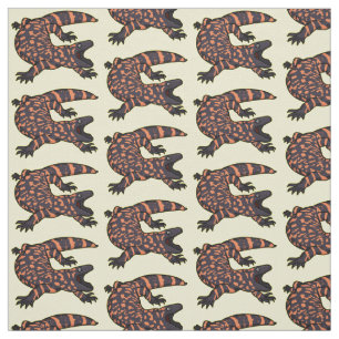 Hungry gila monster lizard cartoon illustration fabric