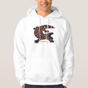 Hungry gila monster lizard cartoon illustration hoodie