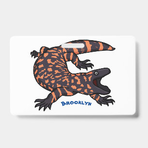 Hungry gila monster lizard cartoon illustration ID badge