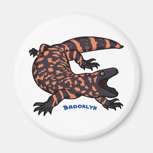 Hungry gila monster lizard cartoon illustration magnet