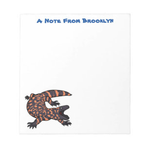 Hungry gila monster lizard cartoon illustration notepad