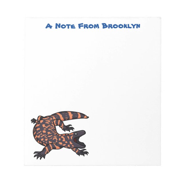 Hungry gila monster lizard cartoon illustration  notepad (Front)