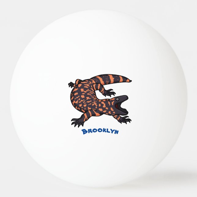 Hungry gila monster lizard cartoon illustration ping pong ball (Front)