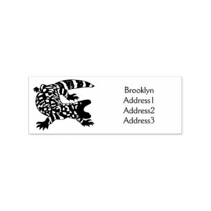 Hungry gila monster lizard cartoon illustration rubber stamp