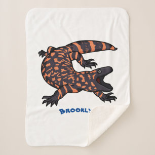 Hungry gila monster lizard cartoon illustration sherpa blanket