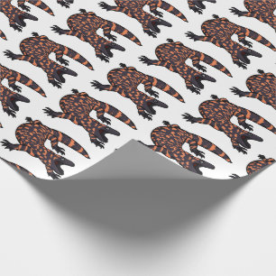 Hungry gila monster lizard cartoon illustration wrapping paper