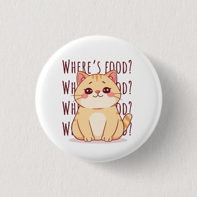 Hungry Ginger Cat  3 Cm Round Badge (Front)