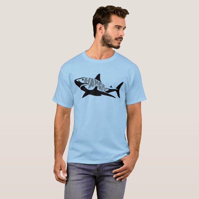 Hungry Great White Shark Cool Hangry Shark Jaws T-Shirt (Front Full)