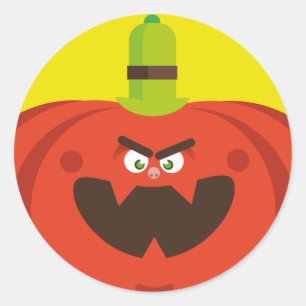 hungry halloween pumpkin classic round sticker