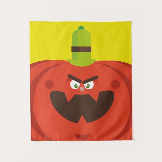 hungry halloween pumpkin tapestry (Front)