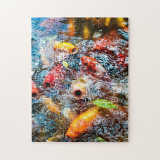 Hungry Koi Lunchtime at Byodo-In Temple Jigsaw Puzzle