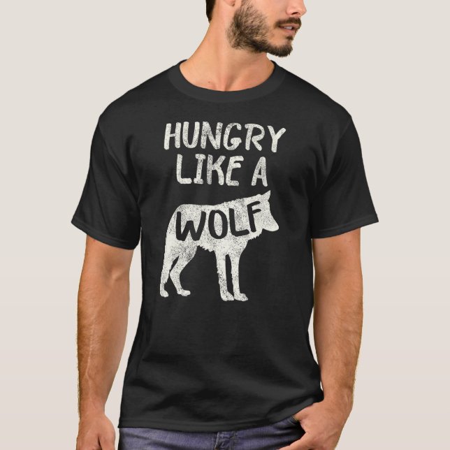 Hungry Like A Wolf Shadow Graphic T-Shirt (Front)