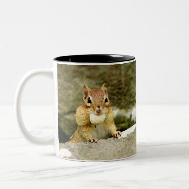 Hungry Little Chipmunk Two-Tone Coffee Mug (Left)
