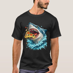Hungry Pizza Shark Great White Shark Eating Pizza  T-Shirt