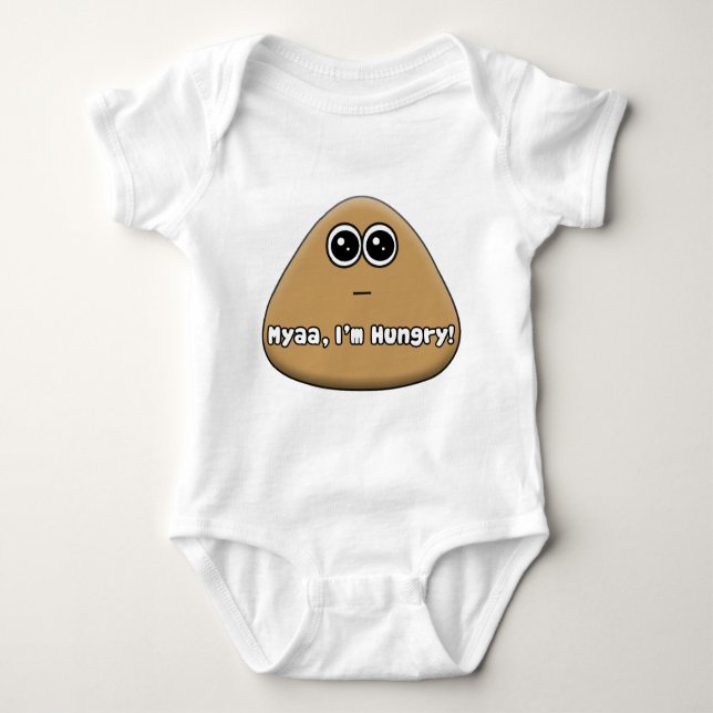 Hungry Pou logo with text - Baby Bodysuit (Front)