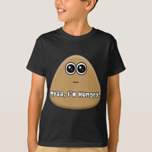 Hungry Pou logo with text - Kids T-Shirt - Dark