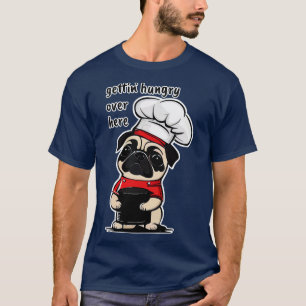 Hungry Pug holding food bowl T-Shirt