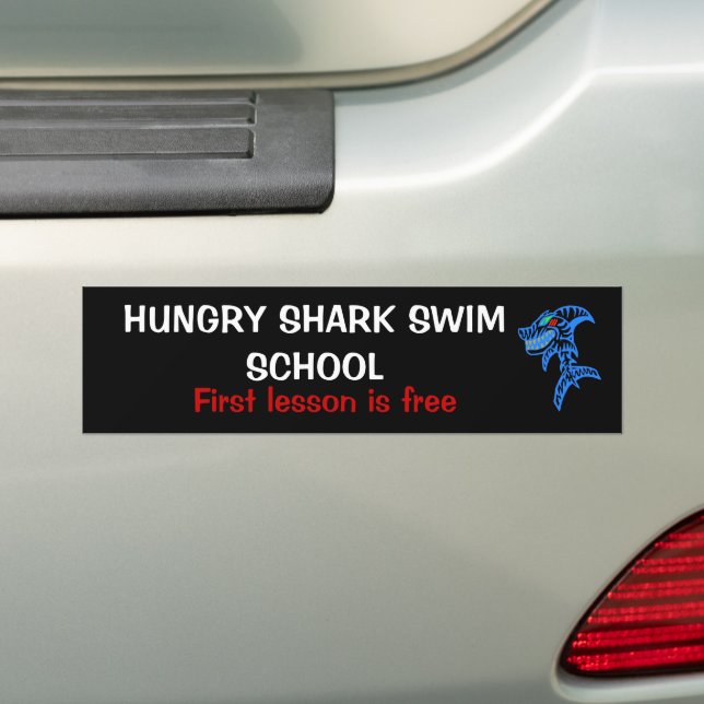 Hungry Shark Swim school Bumper Sticker (On Car)