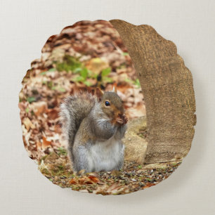 Hungry Squirrel Round Cushion