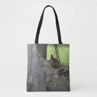 Hungry Squirrel with your name Tote Bag